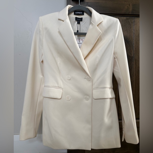 Express Jackets & Blazers - Express Cream Double-Breasted Blazer